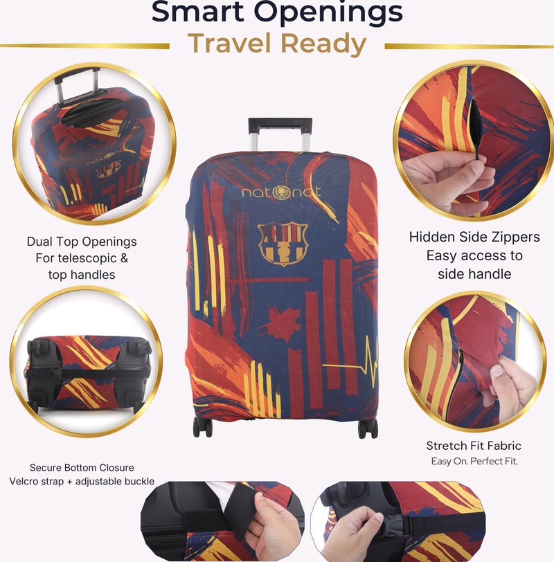 natOnat Travel Luggage Cover Protector - Suitcase Cover - Stretchy, Washable Spandex & Polyester - Protects Against Dirt & Scratches - Blaugrana Design - Fits 72-81 CM Height ( X Large ) - Image 3