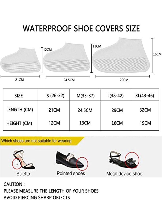 GUSGU White Waterproof Shoe Covers Silicone Non Slip Rubber Rain Shoe Cover Unisex Shoe Protectors Overshoes for Outdoor, Rain, Snow, Grassland Shoes Women Men 1Pair(XLsize) - Image 4