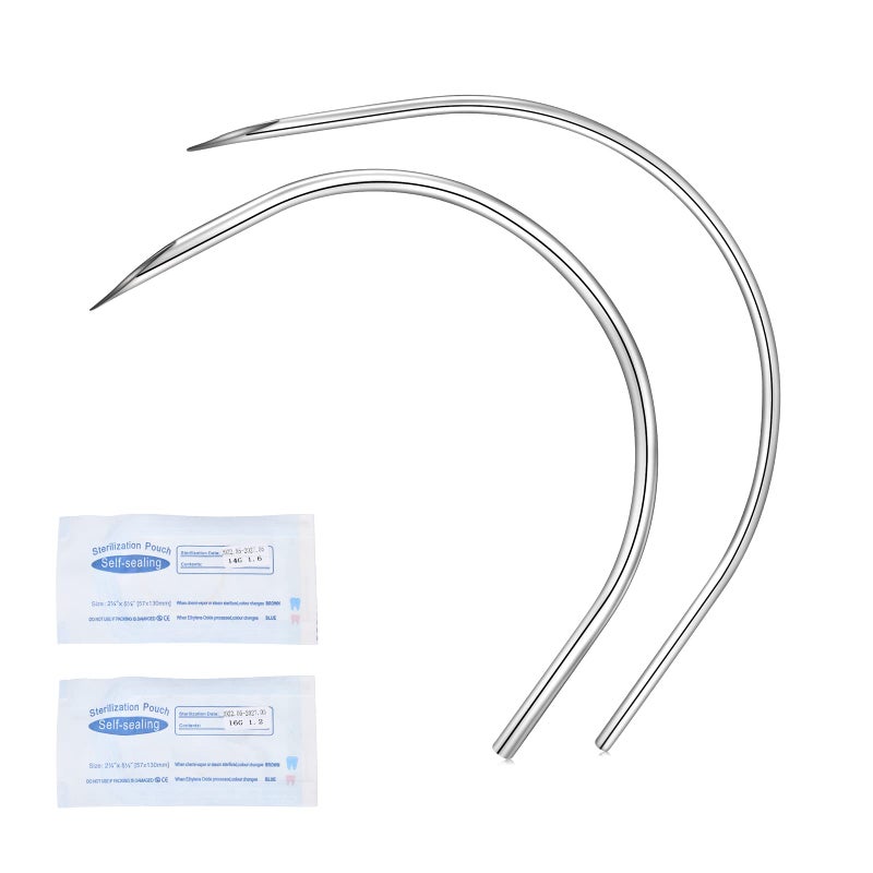 DJCIW 20PCS 14G 16G Curved Piercing Needles,Stainless Steel Disposable Precision Sterilized Curved Piercing Needle for Ear Tragus Helix Nose Belly Eyebrow Labret Piercing - Image 3