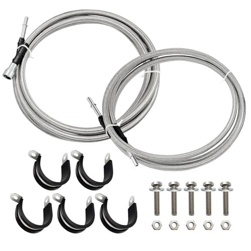 JkorkM Fuel Line 819816 Compatible With 20042010 Chevy Silverado 1500 Classic 2500 HD 3500 GMC Sierra 1500 2500 HD 3500 819816 Flexible Stainless Steel Braided Fuel Line Kit OE15946178 15946184 - Image 1