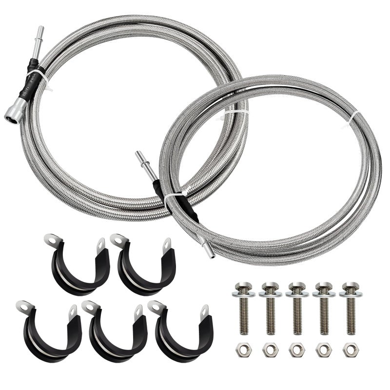 JkorkM Fuel Line 819816 Compatible With 20042010 Chevy Silverado 1500 Classic 2500 HD 3500 GMC Sierra 1500 2500 HD 3500 819816 Flexible Stainless Steel Braided Fuel Line Kit OE15946178 15946184 - Image 2