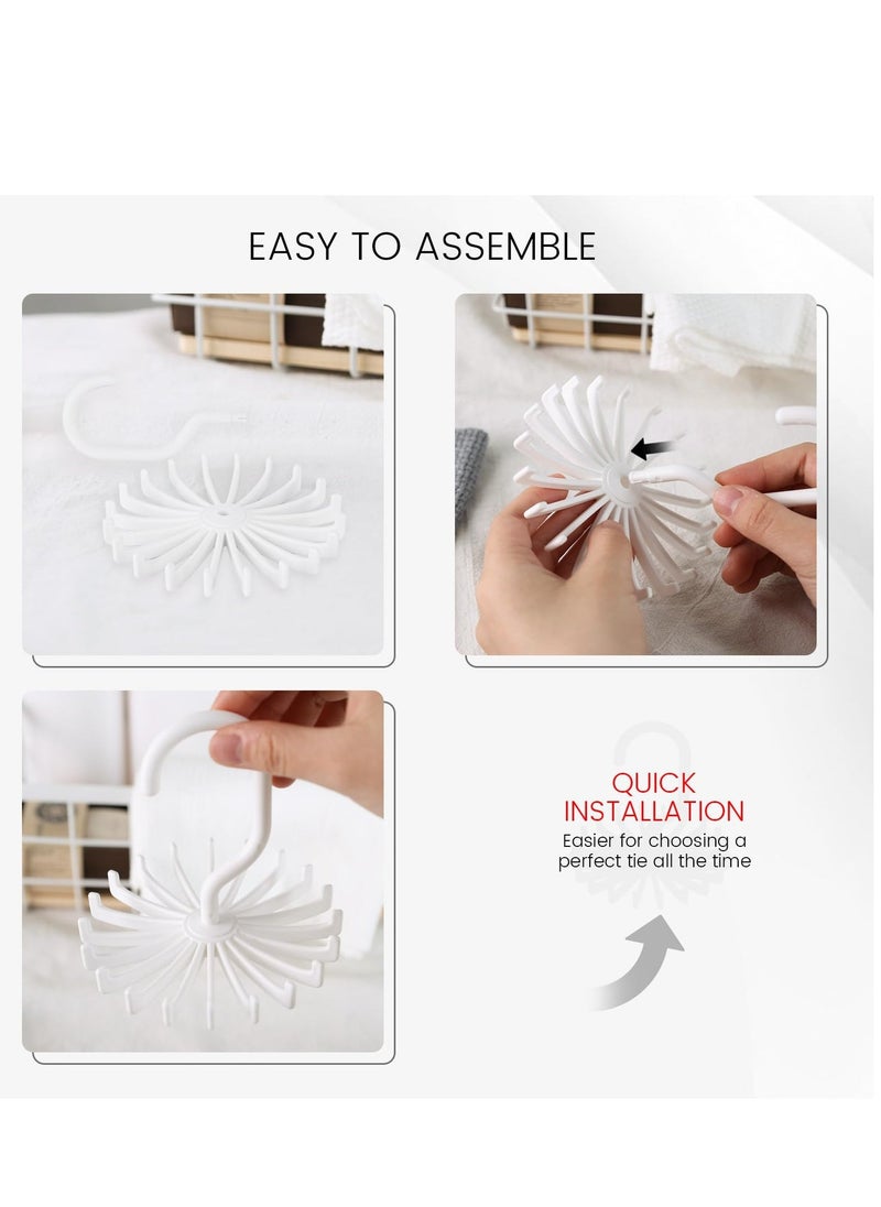 Loquat 4PCS Adjustable Twirl Tie Racks, 360 Degree Rotating Scarf Hanger Hanging Holder Storage Hook for Belt Bra Tank Top Tie Scarf White - Image 3