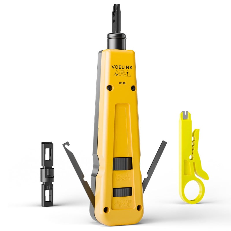VCELINK Punch Down Impact Tool with 110 and 66 Blades Network Wire Punch Down Impact Tool Kit Keystone Impact Terminal Insertion Tools Network Cable CAT6CAT5CAT3 Stripper