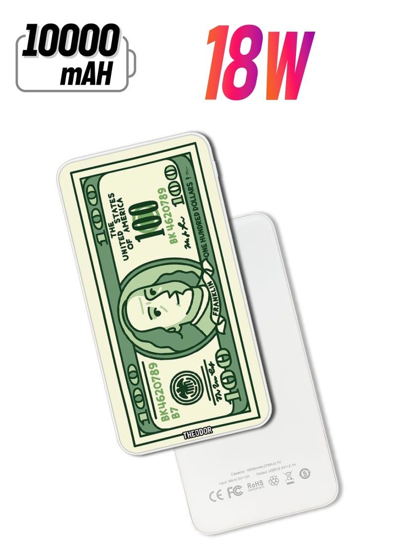 Theodor 10,000 mAh Super Fast Charging Ultra Compact Power Bank with Quick Charge & Power Delivery, Portable Charger For iPhone and Android Dollar - Image 1