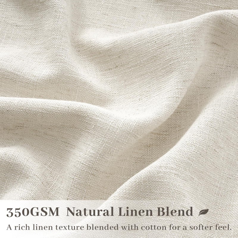 Drapenova 90 inch Pinch Pleated Linen Curtains for Living Room Bedroom Natural Ivory Birch Boho Country Thick Linen Textured Light Filtering Pinch Pleat Drapes Back Tab Semi Sheer Window Curtain 2 Panels - Image 2