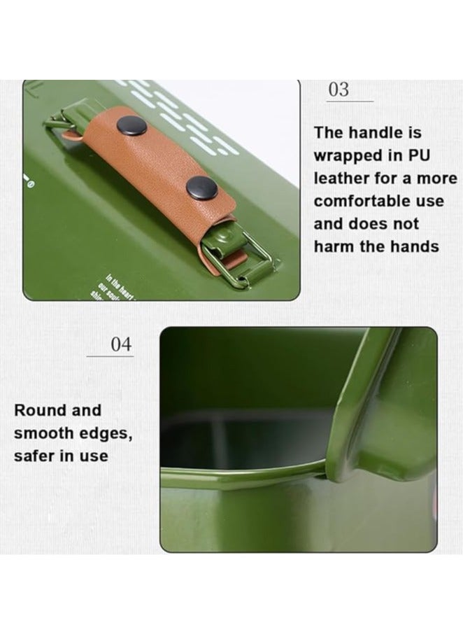 Outdoor Tools Storage Box Portable Camping Picnic Suitcase Metal Tool Storage Box Sundries Storage Box with Handle (Green Toolbox Printing + Handguard + Small Sticker + Wood Board + Lining)  - Image 4