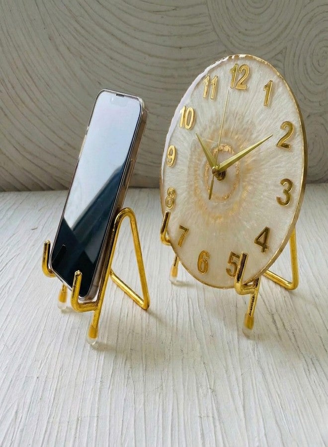 DECORCAVE حامل عرض معدني مزخرف من ديكوركيف | 10 × 10 سم | طلاء ذهبي | حامل عرض فاخر للأطباق والإطارات والأعمال الفنية | قطعة ديكور عصرية لغرفة المعيشة والمطبخ وطاولة الطعام | هدية أنيقة - Image 5
