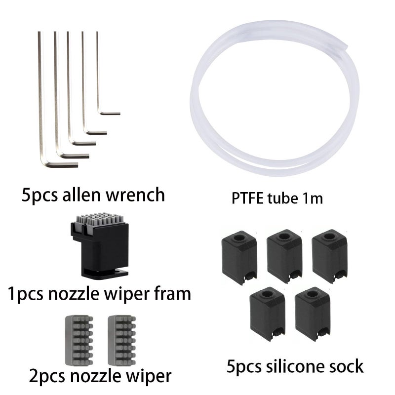 SQWAN 3D Printer Tool Kit for Bambu Lab X1/X1C/X1E/P1P/P1S, Maintenance Common Tool Kit with Nozzle Wiper, Clog Poke, Silicone Sock, PTFE Tube, Allen Wrench, Screwdriver, for 3D Print Removing, Cleaning - Image 4