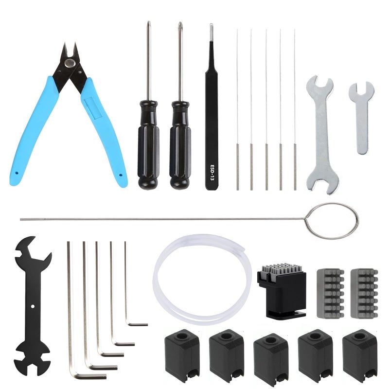SQWAN 3D Printer Tool Kit for Bambu Lab X1/X1C/X1E/P1P/P1S, Maintenance Common Tool Kit with Nozzle Wiper, Clog Poke, Silicone Sock, PTFE Tube, Allen Wrench, Screwdriver, for 3D Print Removing, Cleaning - Image 1