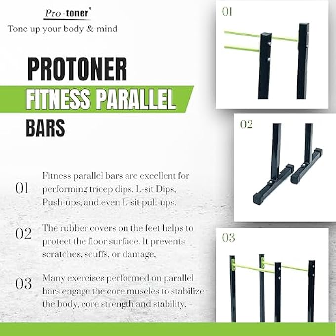Pro-toner أشرطة باراليل للياقة البدنية، محطة تمارين الغطس، بار الغطس، حامل ضغط متساوي، معدات تدريب القوة، بار الجمباز للغطس - Image 3