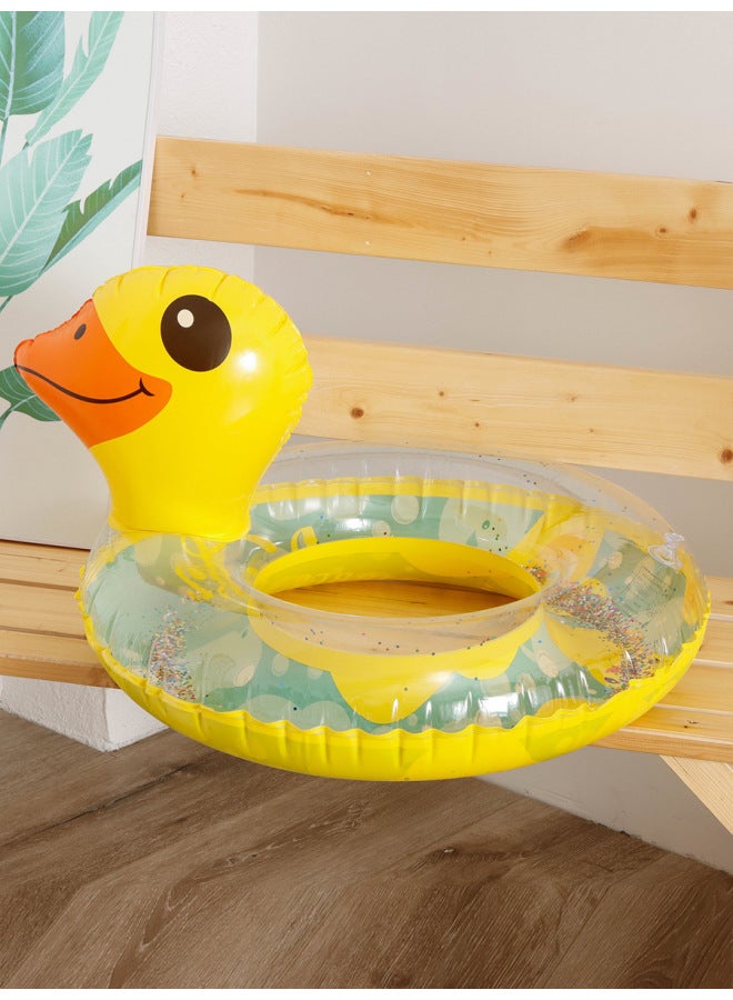 Generic Couple Sequined Yellow Duck Thickened Children's Swimming Ring Baby Seat Ring Children's Sitting Ring Inflatable Swimming Ring Underarm Ring-Inner Diameter After Inflation:Sequined Yellow Duck Pants - Image 5