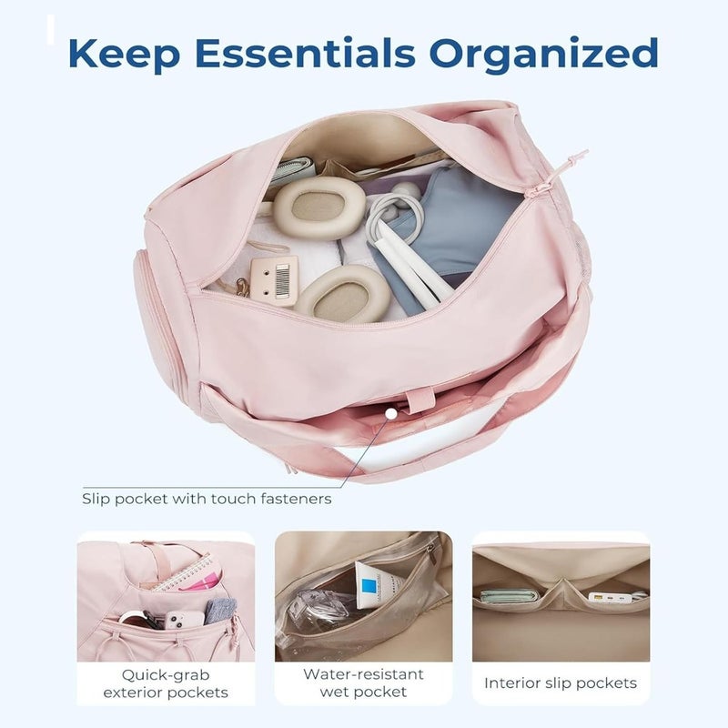 Gym Bag for Women Lightweight Travel Duffel Bag with Shoe Compartment Weekender Overnight Bag with Wet Pocket and Bottle Carrier Workout Yoga Gym Bag for Travel, Gym, Sports - Image 4