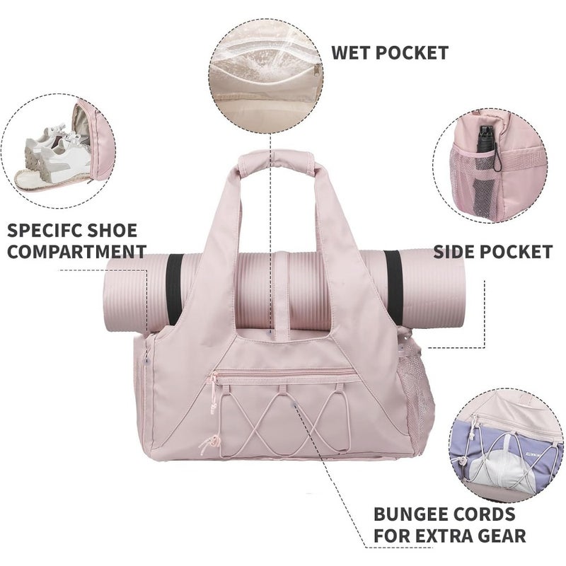 Gym Bag for Women Lightweight Travel Duffel Bag with Shoe Compartment Weekender Overnight Bag with Wet Pocket and Bottle Carrier Workout Yoga Gym Bag for Travel, Gym, Sports - Image 3