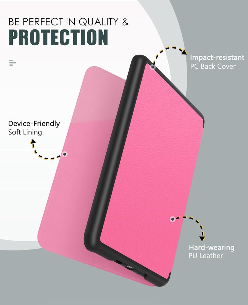 MoKo Case for All-new 7" Kindle Paperwhite(12th Generation-2024) and Kindle Colorsoft Signature Edition 2024, Lightweight Shell Cover with Auto Wake/Sleep for Kindle Paperwhite 2024, Magenta - Image 3