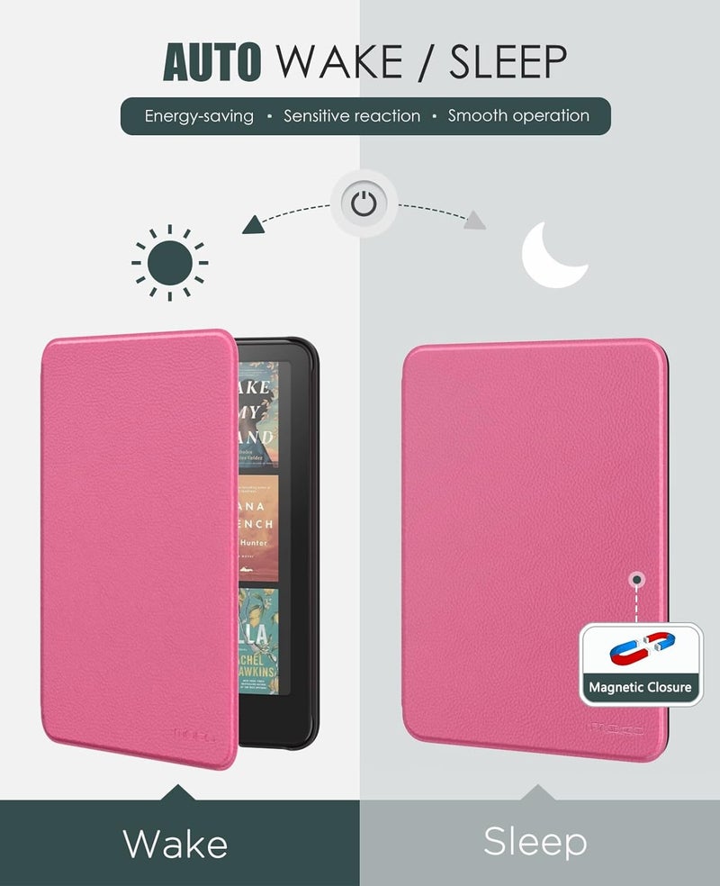 MoKo Case for All-new 7" Kindle Paperwhite(12th Generation-2024) and Kindle Colorsoft Signature Edition 2024, Lightweight Shell Cover with Auto Wake/Sleep for Kindle Paperwhite 2024, Magenta - Image 5
