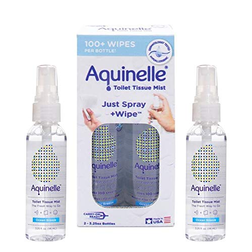 Aquinelle Toilet Tissue Mist Gift Set EcoFriendly NonClogging Alternative to Flushable Wipes Simply Spray On Any Folded Toilet Paper 2 pack Ocean Breeze 325 oz