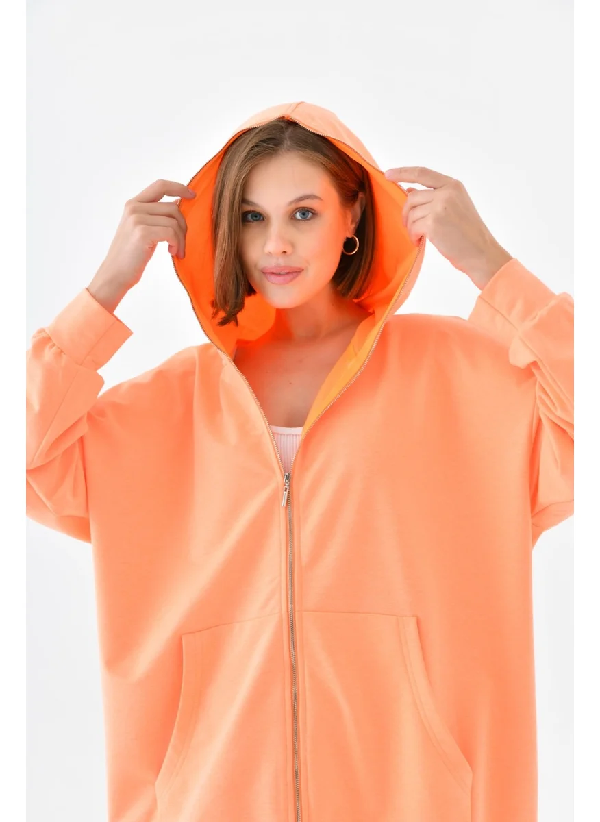 Garmi Ftz Women Zippered Sweat N.orange