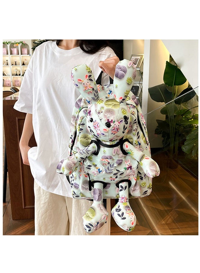 JCB CHIC حقيبة ظهر خفيفة الوزن ذات سعة كبيرة على شكل أرنب كرتوني لطيف، حقيبة مدرسية وحقيبة سفر  مع رسوم كرتونية ثلاثية الأبعاد، حقيبة كتف عملية للطالبات - Image 3