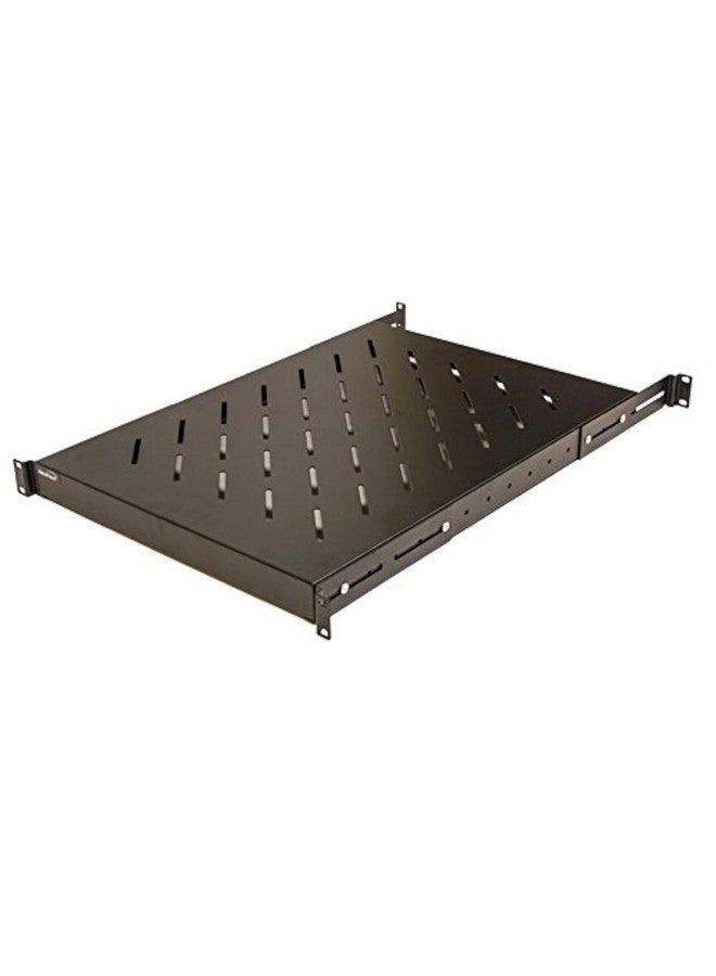 NavePoint NavePoint 1U 19-Inch Fixed 4-Post Rack Mount Server Shelf with Adjustable Depth from 18-34 Inch Black  - Image 1