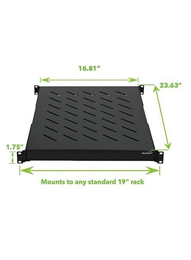 NavePoint NavePoint 1U 19-Inch Fixed 4-Post Rack Mount Server Shelf with Adjustable Depth from 18-34 Inch Black  - Image 3