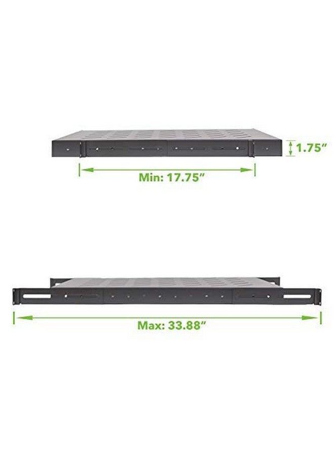 NavePoint NavePoint 1U 19-Inch Fixed 4-Post Rack Mount Server Shelf with Adjustable Depth from 18-34 Inch Black  - Image 4