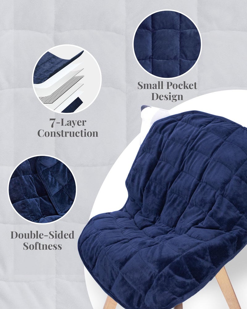Kivik Weighted Blanket 7 lbs for Adult Small Weighted Blanket Travel Size Weighted Lap Blanket Throw for Calming & Relaxing Navy Blue 29x24 Inches - Image 3