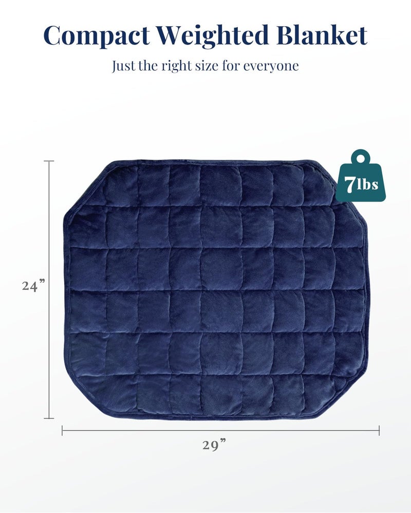 Kivik Weighted Blanket 7 lbs for Adult Small Weighted Blanket Travel Size Weighted Lap Blanket Throw for Calming & Relaxing Navy Blue 29x24 Inches - Image 4