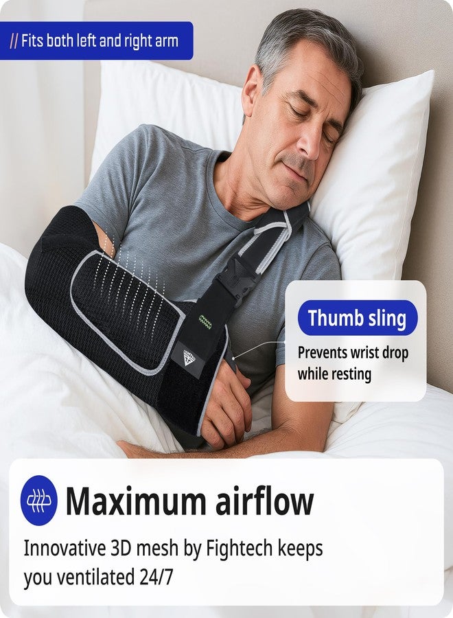 FIGHTECH Arm Sling Shoulder Immobilizer for Men and Women - Shoulder Injury - Breathable Mesh with Thumb Loop, Padded Strap & Phone Pocket - Adjustable Support for Rotator Cuff, Dislocation, Fracture, Post-Surgery (Breathable Mesh, Medium/Large) - Image 5