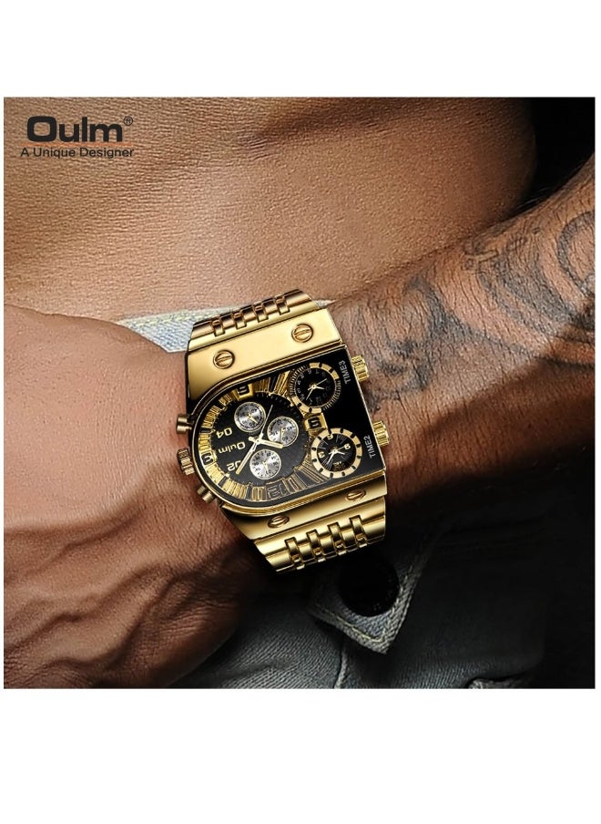 Oulm Mens Watch Analog Multi Time Zone with 3 Quartz Movement  - Image 3
