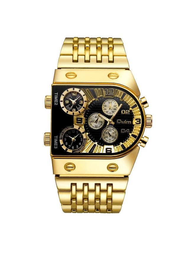 Oulm Mens Watch Analog Multi Time Zone with 3 Quartz Movement  - Image 1