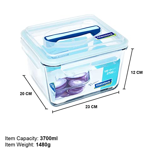Glasslock Korea Tempered Glass Storage Containers with Lid - Handy 3700ml Square - Airtight Food Storage Kitchen Container - Office Lunch Tiffin Box/Bowl, Microwave/Dishwasher/Fridge/Freezer Safe - Image 5