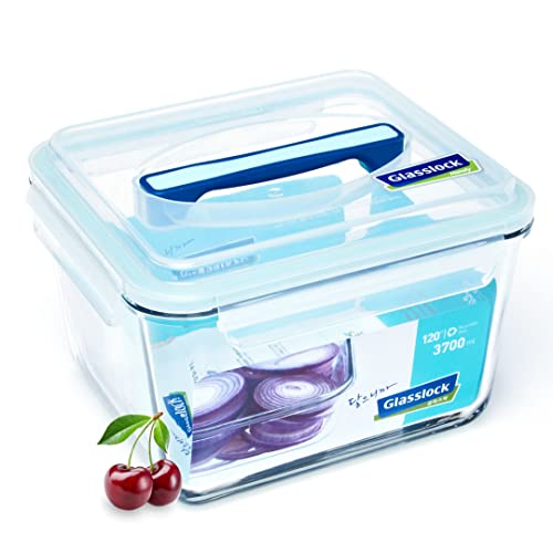 Glasslock Korea Tempered Glass Storage Containers with Lid - Handy 3700ml Square - Airtight Food Storage Kitchen Container - Office Lunch Tiffin Box/Bowl, Microwave/Dishwasher/Fridge/Freezer Safe - Image 1