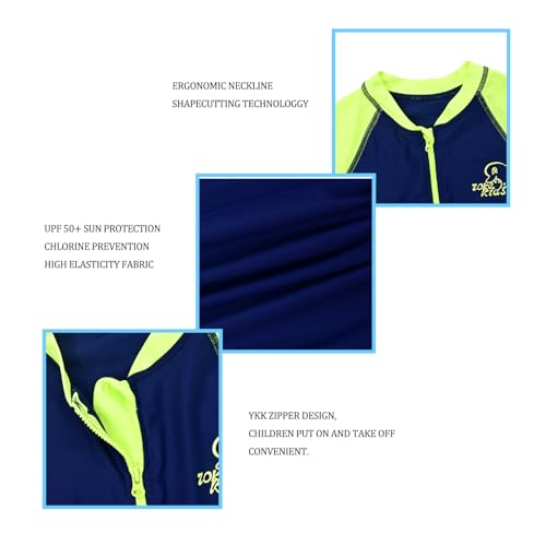 karrack Boys One Piece Zip Rash Guard Swimsuit Kid Water Sport Short Swimsuit UPF 50+ Sun Protection Bathing Suits Yellow 6-7Y - Image 5