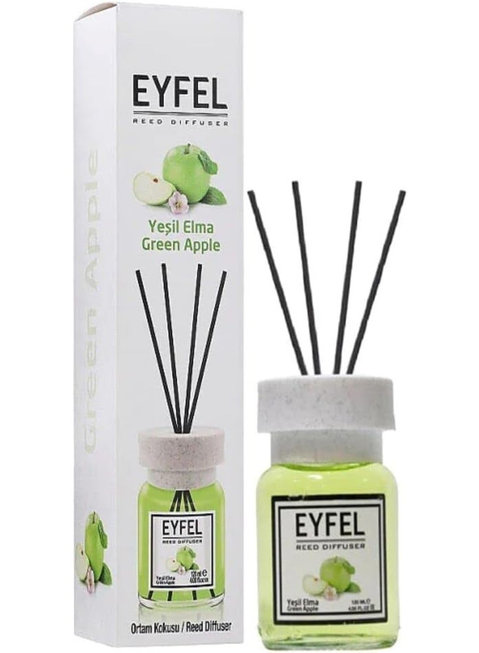 EYFEL EYFEL Green Apple Reed Diffuser, 120ml | Long-Lasting Scent with Natural Sticks | Ceramic Lid & Glass Vial | For Home, Office & Living Room  - Image 1