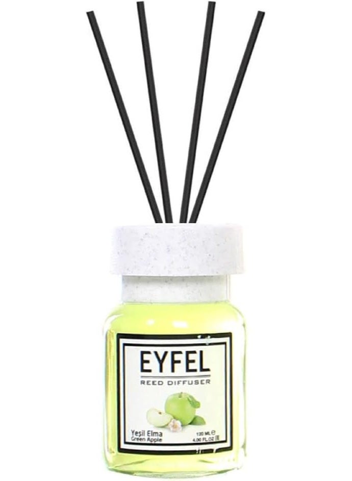 EYFEL EYFEL Green Apple Reed Diffuser, 120ml | Long-Lasting Scent with Natural Sticks | Ceramic Lid & Glass Vial | For Home, Office & Living Room  - Image 2