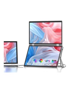 V2COM Laptop Screen Extender, 15.6" Folding Portable Monitor for Laptop, 1080P FHD IPS Triple Monitor Extension for Laptop with Windows MacOS, One Cable/340° Rotation/VESA Mountable/Ergo Design.