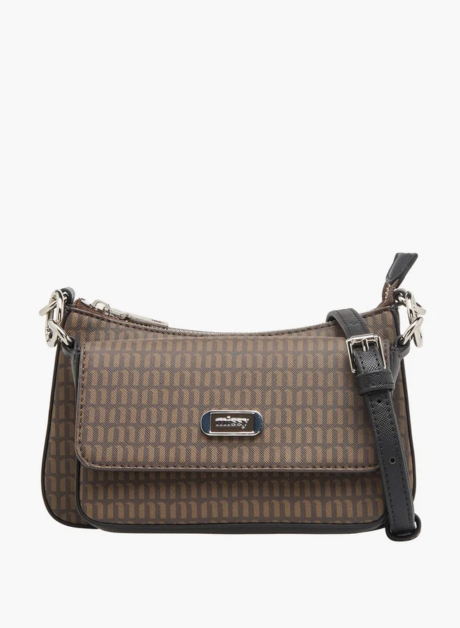 ميسي Monogram Print Crossbody Bag with Adjustable Strap