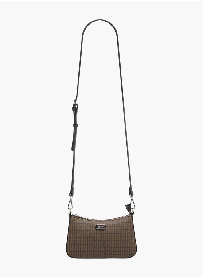 ميسي Monogram Print Crossbody Bag with Adjustable Strap