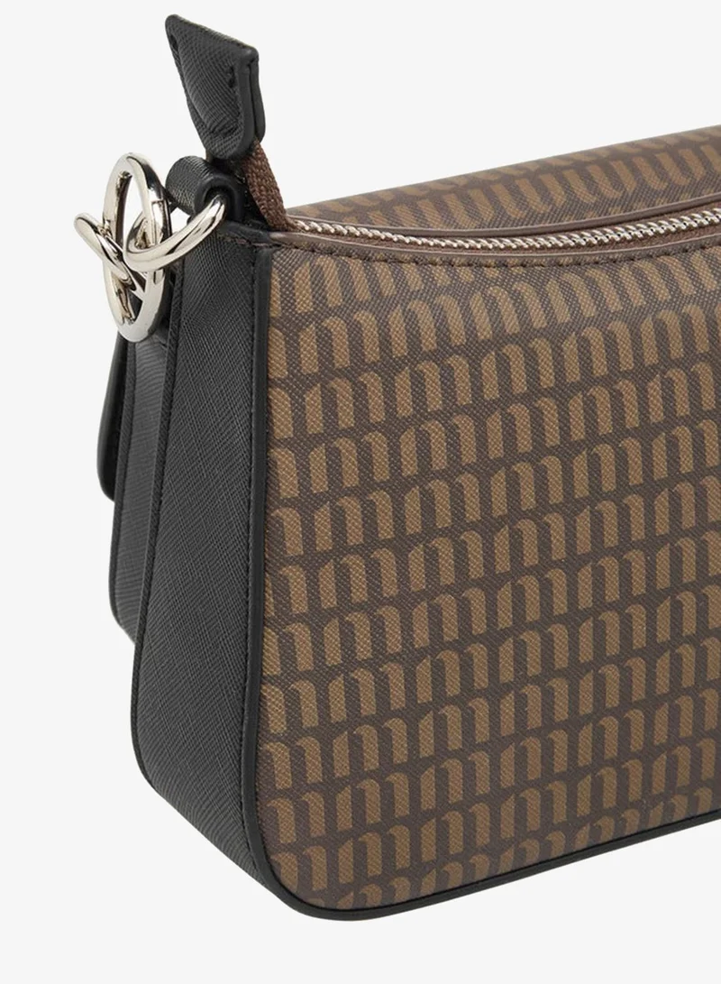 MISSY Monogram Print Crossbody Bag with Adjustable Strap