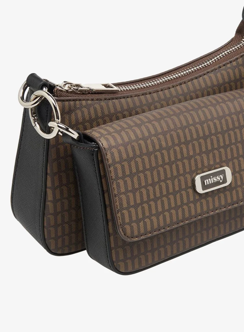 MISSY Monogram Print Crossbody Bag with Adjustable Strap