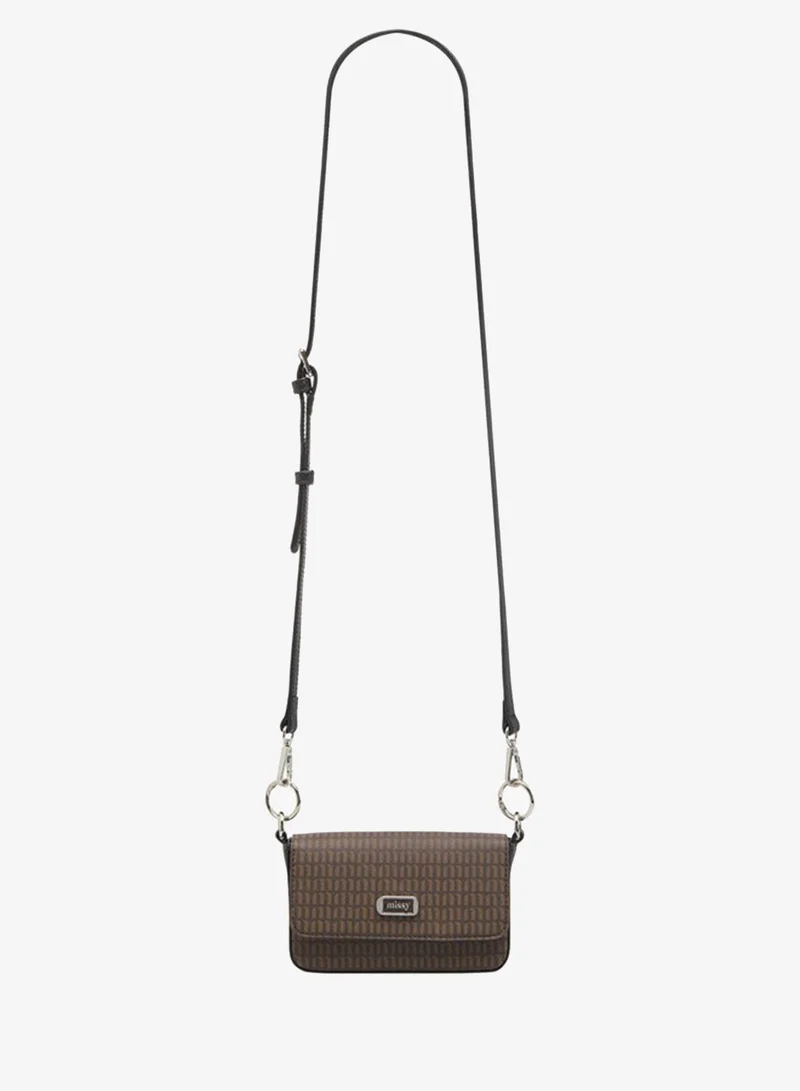 MISSY Monogram Print Crossbody Bag with Adjustable Strap
