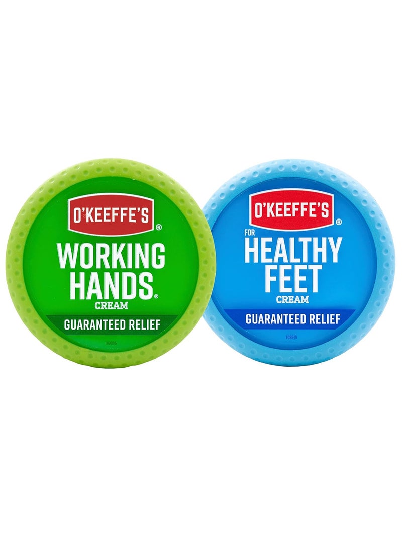 Okeeffe’s O'Keeffe's Working Hands Hand Cream, 3.4 Ounce Jar and Healthy Feet Foot Cream, 3.2 Ounce Jar - Image 1