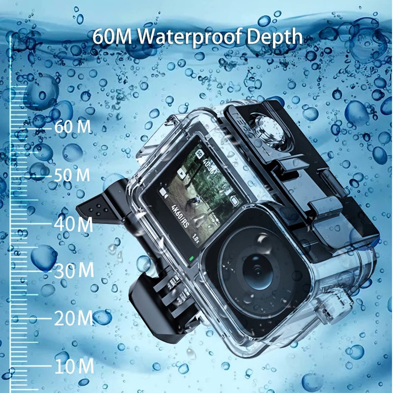 BMUUPY Waterproof Housing Case for DJI Osmo Action 5 4/Action 3 Action Camera Accessories 60M Diving Tempered Glass Screen Protector 3 Pack Filters Underwater Kit Bundle for Action4 Accessory - Image 2