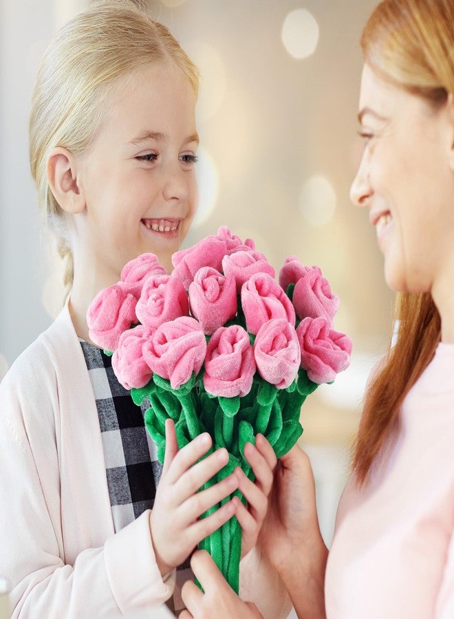 ZJoey 18 Pcs Plush Rose Flower Stuffed Bendable Stems Plush Bouquet Toy Soft Floral 12.6 Inch for Graduation 2025 Mother's Day Valentines Day Girl Girlfriend Wife Family and Friends(Pink Series) - Image 3