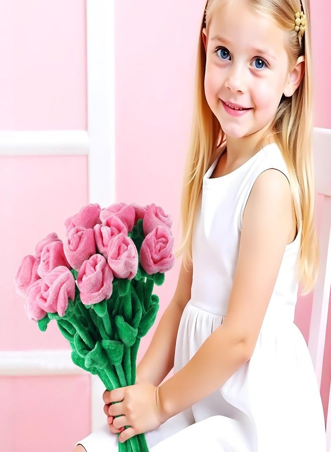 ZJoey 18 Pcs Plush Rose Flower Stuffed Bendable Stems Plush Bouquet Toy Soft Floral 12.6 Inch for Graduation 2025 Mother's Day Valentines Day Girl Girlfriend Wife Family and Friends(Pink Series) - Image 5