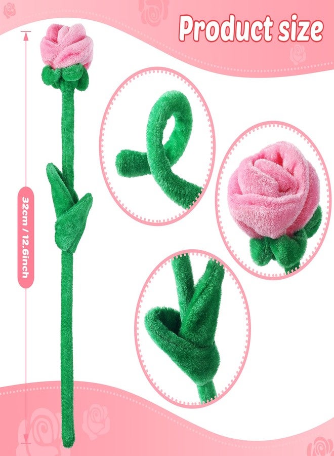 ZJoey 18 Pcs Plush Rose Flower Stuffed Bendable Stems Plush Bouquet Toy Soft Floral 12.6 Inch for Graduation 2025 Mother's Day Valentines Day Girl Girlfriend Wife Family and Friends(Pink Series) - Image 2