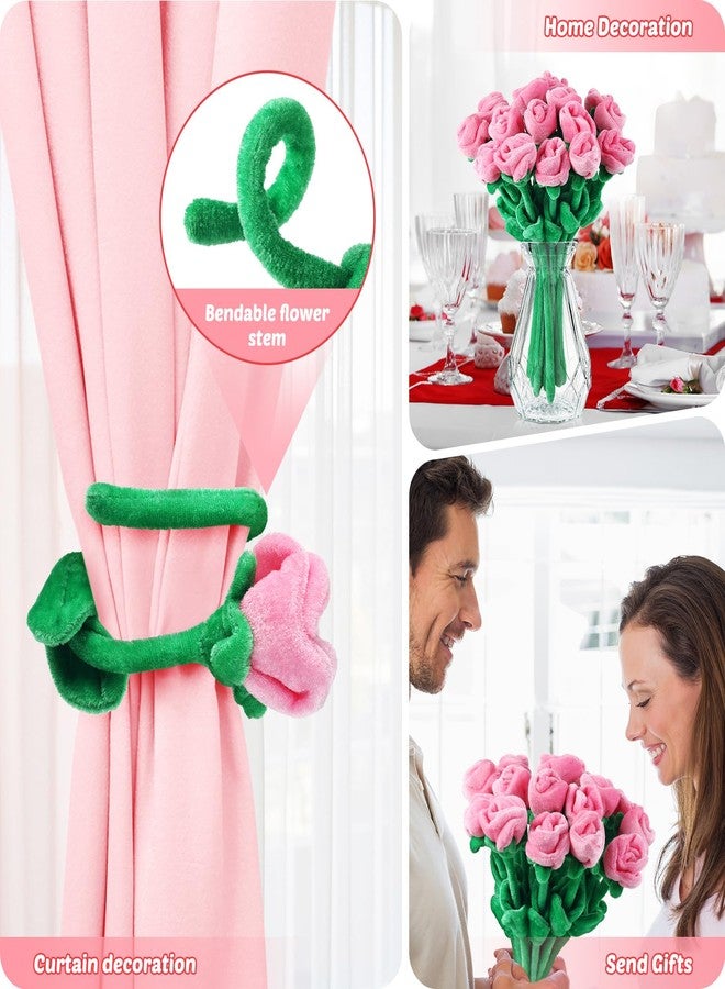 ZJoey 18 Pcs Plush Rose Flower Stuffed Bendable Stems Plush Bouquet Toy Soft Floral 12.6 Inch for Graduation 2025 Mother's Day Valentines Day Girl Girlfriend Wife Family and Friends(Pink Series) - Image 4