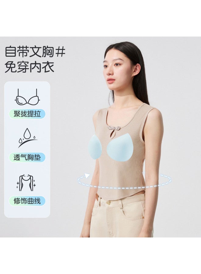 MIIOW High-End Women'S Camisole Undershirt Vest, Chinese Style Frog Button Round Neck Tank Top, Wearable As Outerwear - Image 3