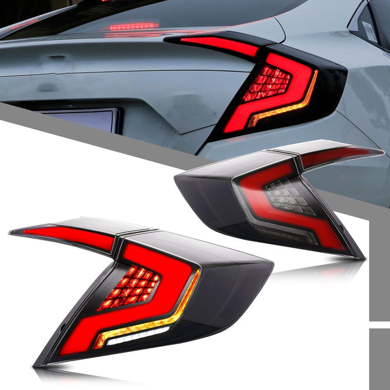 LED Tail Lights Assembly Compatible with Honda Civic 20162021 Sedan 10th Gen Startup Animation Dynamic Turn Signal Rear Lamps Accessory Not fit HatchbackCoupe