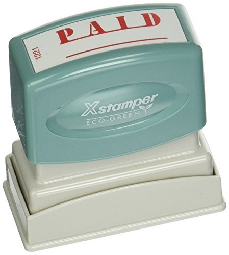 Xstamper(R) One-Color Title Stamp, Pre-Inked, "Paid", Eco Greeen, Box 1 (XST1221) , Red - Image 1